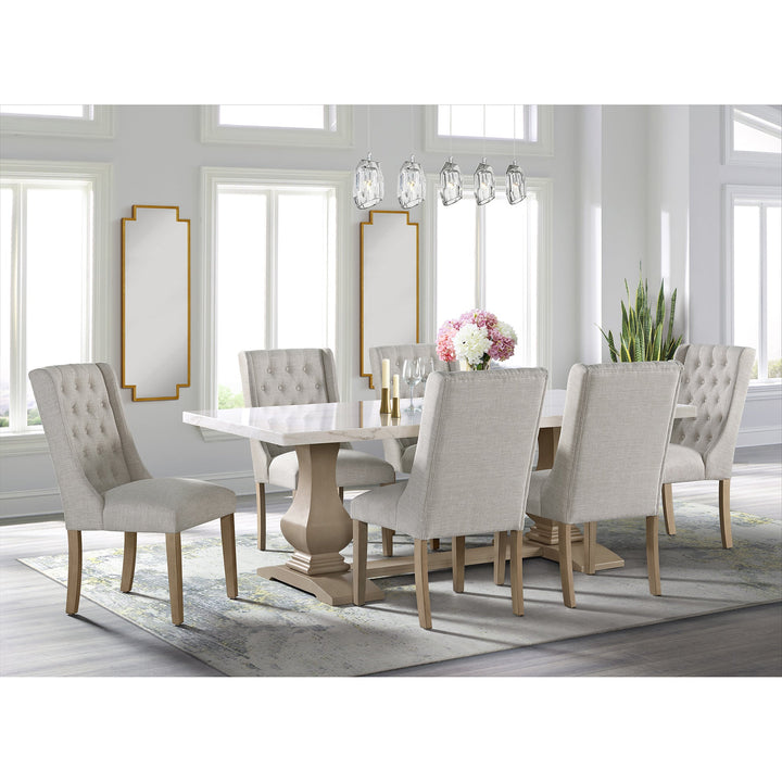 Monticello White Marble Dining Table 6-8 Seaters Natural
