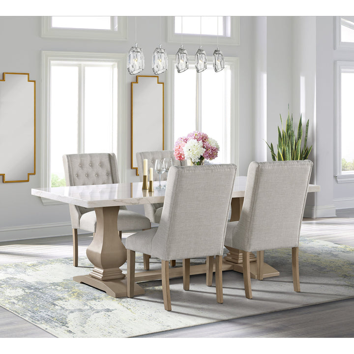 Monticello White Marble Dining Table 6-8 Seaters Natural