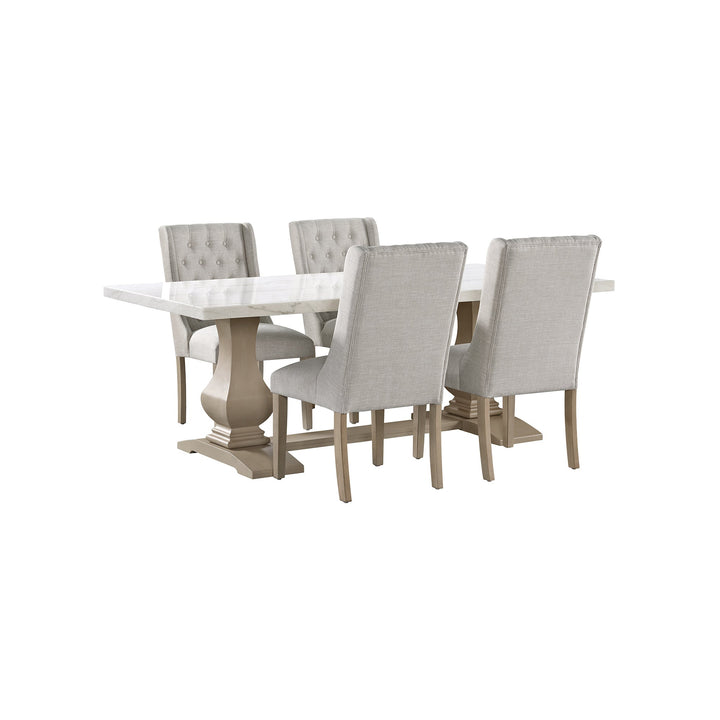 Monticello White Marble Dining Table 6-8 Seaters Natural