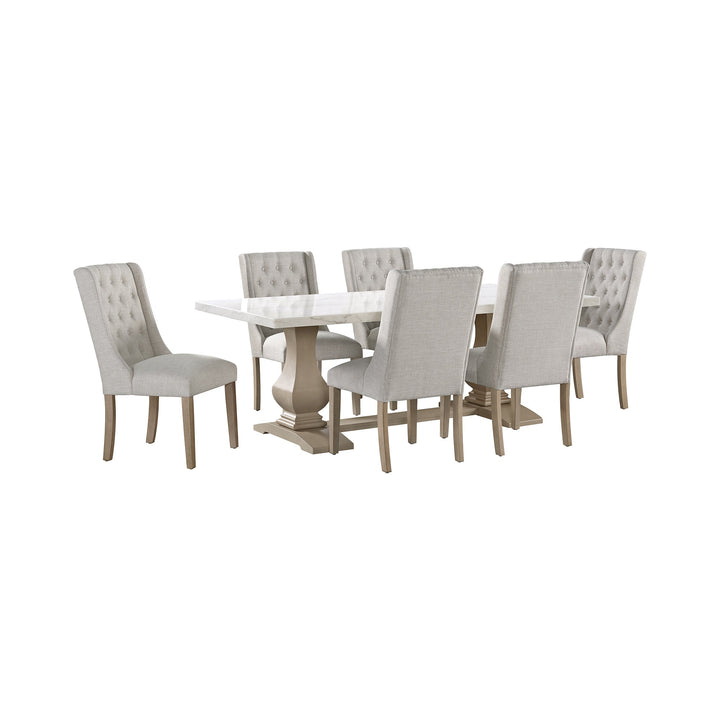Monticello White Marble Dining Table 6-8 Seaters Natural