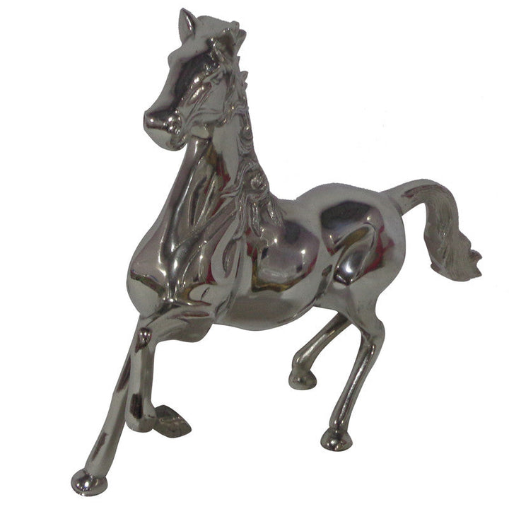 16 x 4 x 15'' Aluminium Horse in Nickel& Antique Black Finis