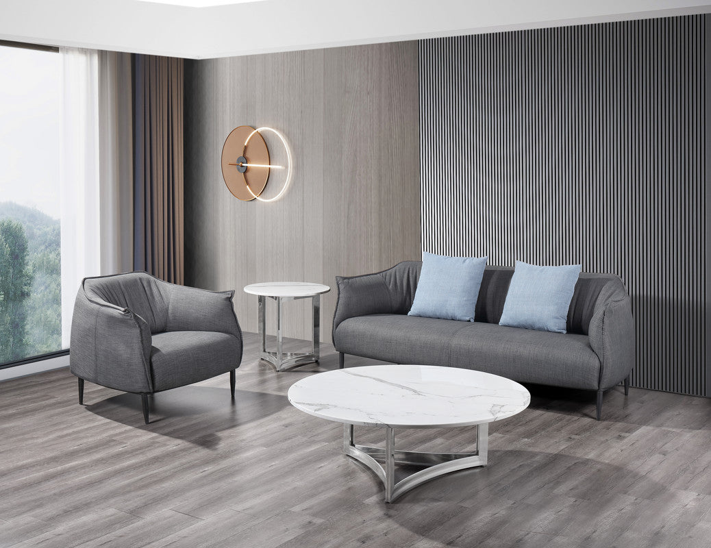 Alexa Side Table Marble With Sliver Base