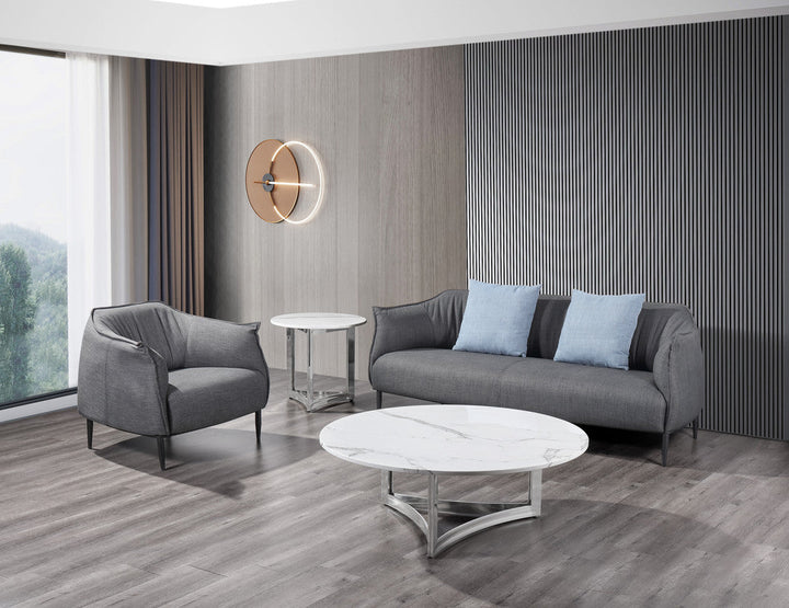 Alexa Side Table Marble With Sliver Base