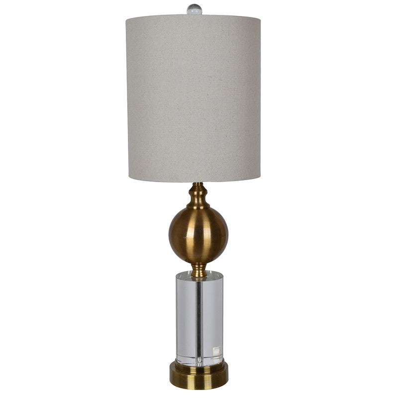 Dupuis Table Lamp3''Ht., Crystal & Metal Crystal & Brass Finish1 x 1 x 12 Oatmeal Linen Shade