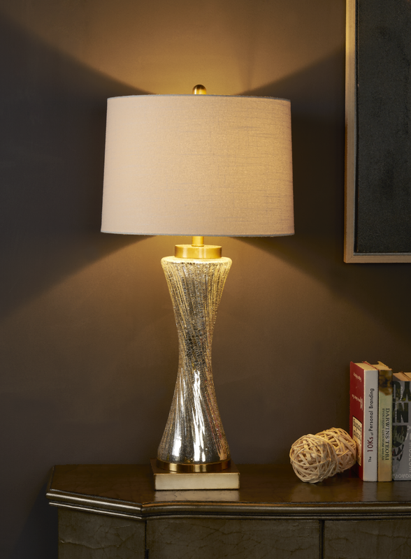 ADDISON TWIST TABLE LAMP  33.5''HT.,GLASS&METAL  M