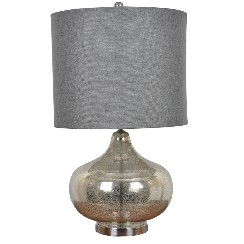 Soho Table Lamp27''Ht., Brushed Nickel & AntiqueMercury Finish16 x 16 x 13 Grey Linen Fabric