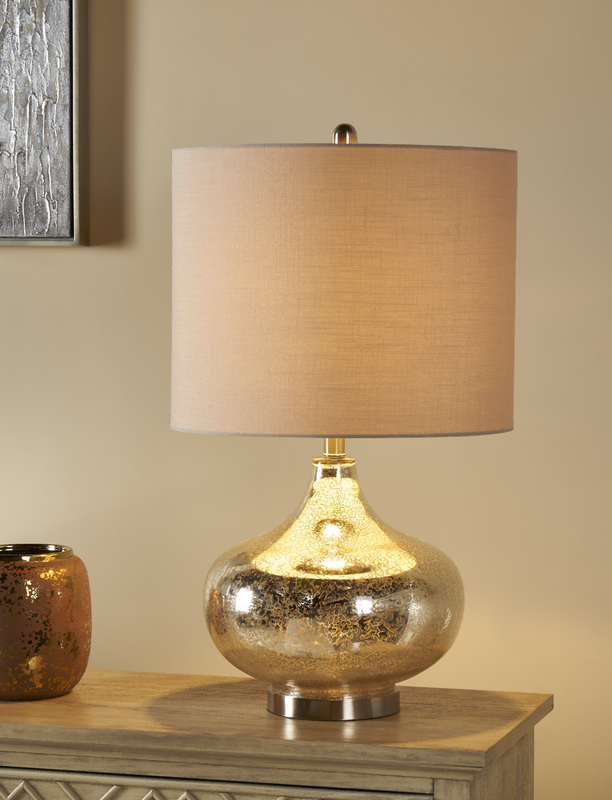 Soho Table Lamp27''Ht., Brushed Nickel & AntiqueMercury Finish16 x 16 x 13 Grey Linen Fabric