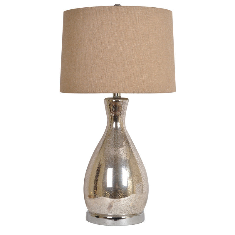 Sparkle Table Lamp26''Ht., Glass & Metal Champagne Mercury Finish13 x 14 x 9.5 Burlap Shade