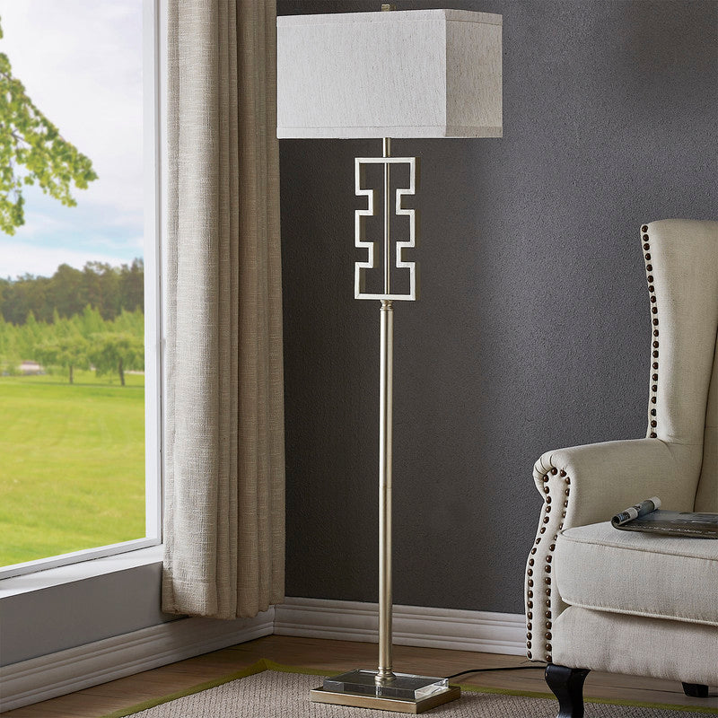 Metal Silver Leaf Finish Floor Lamp