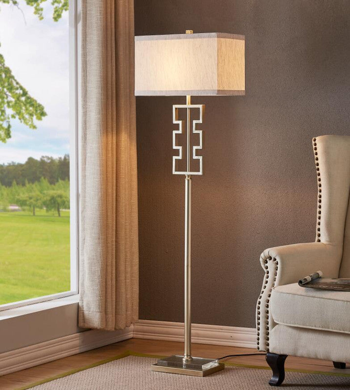 Metal Silver Leaf Finish Floor Lamp