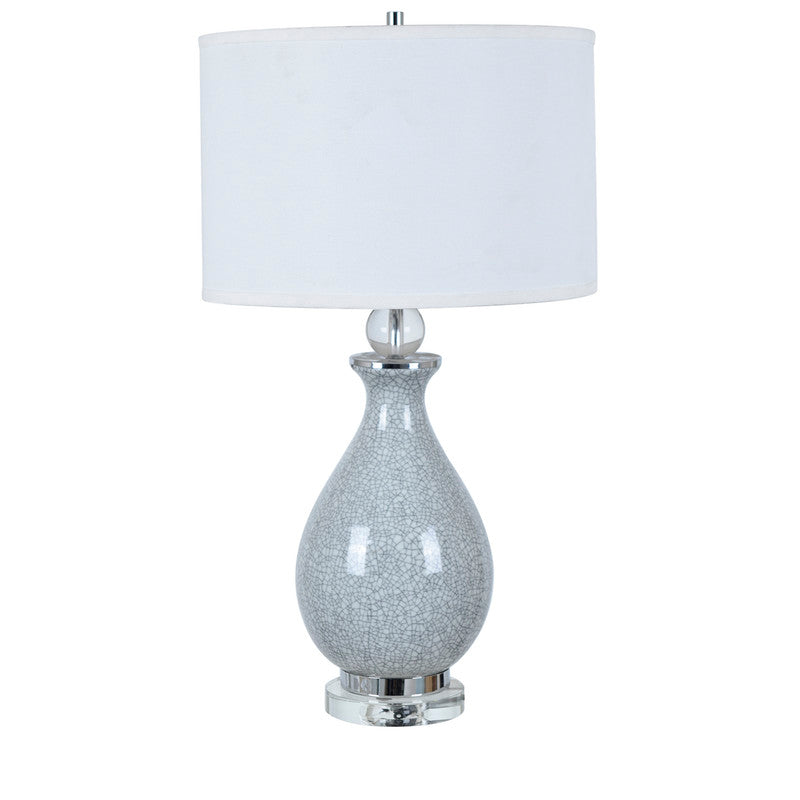 Jarvis Table Lamp  28"Ht.,Ceramic&Crystal  Blue Crackle Fini