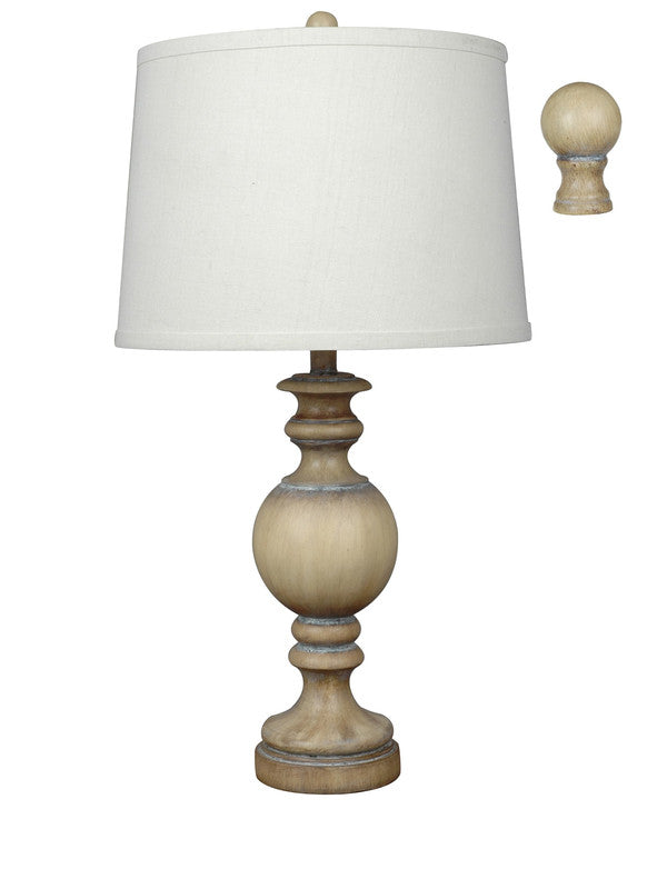 Shady Cove Table Lamp  3''Ht., Resin  Sun Bleached Taupe Finish  14 x 16 x 11 Hardback Shade  Natural Linen Fabric