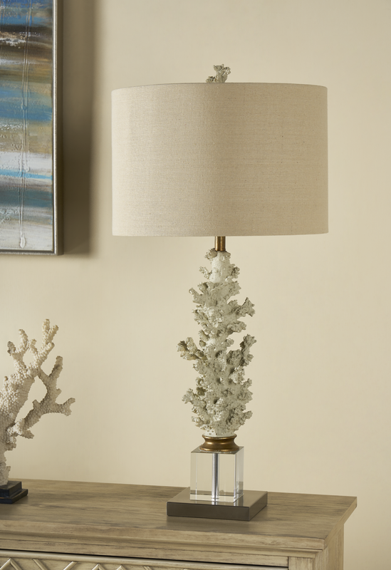 Coral Gables Table Lamp32''Ht., Crystal & Resin Natural Coral & Crystal Finish15 x 15 x 1 Toasted Linen Shade