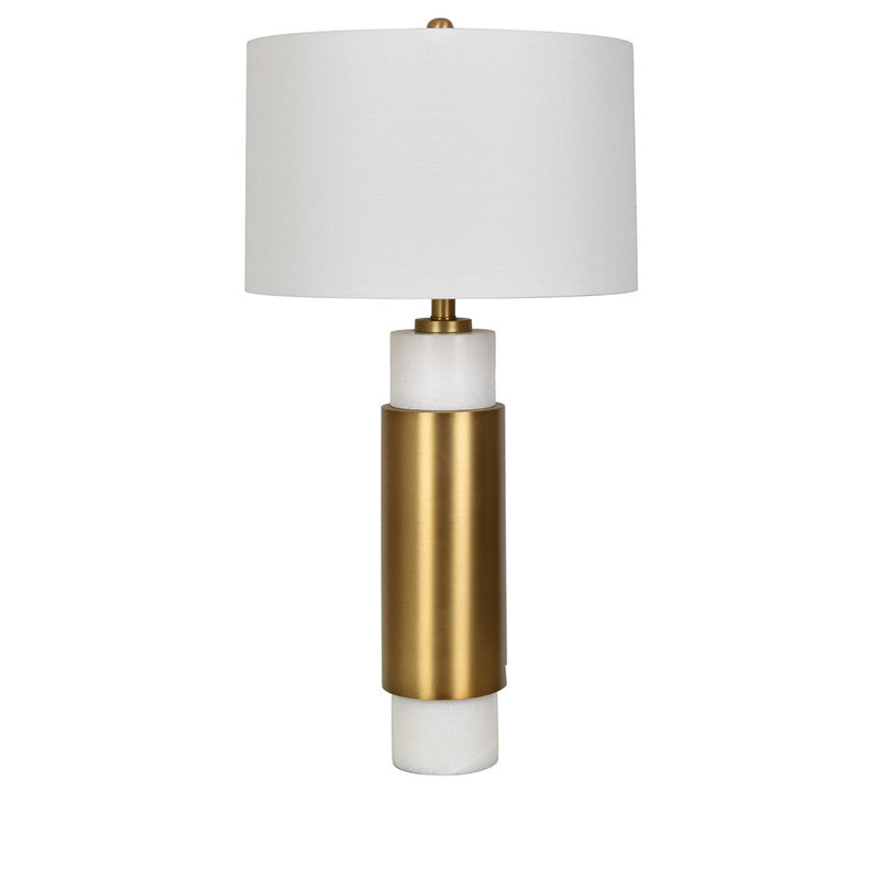 PALAZZO TABLE LAMP  30''HT.,MARBLE & METAL  WHITE