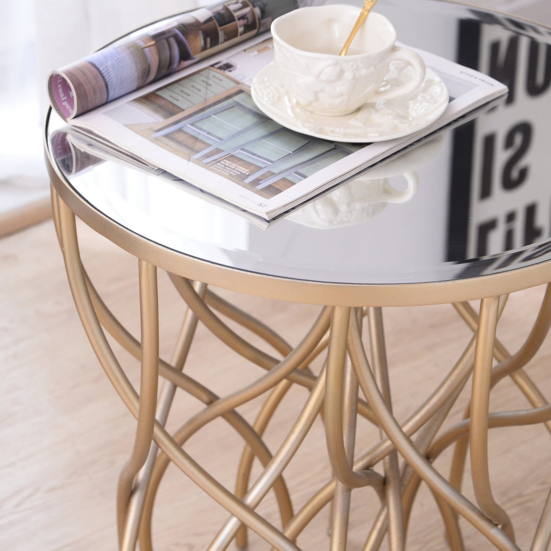 Melrose Gold Mirror Accent Table