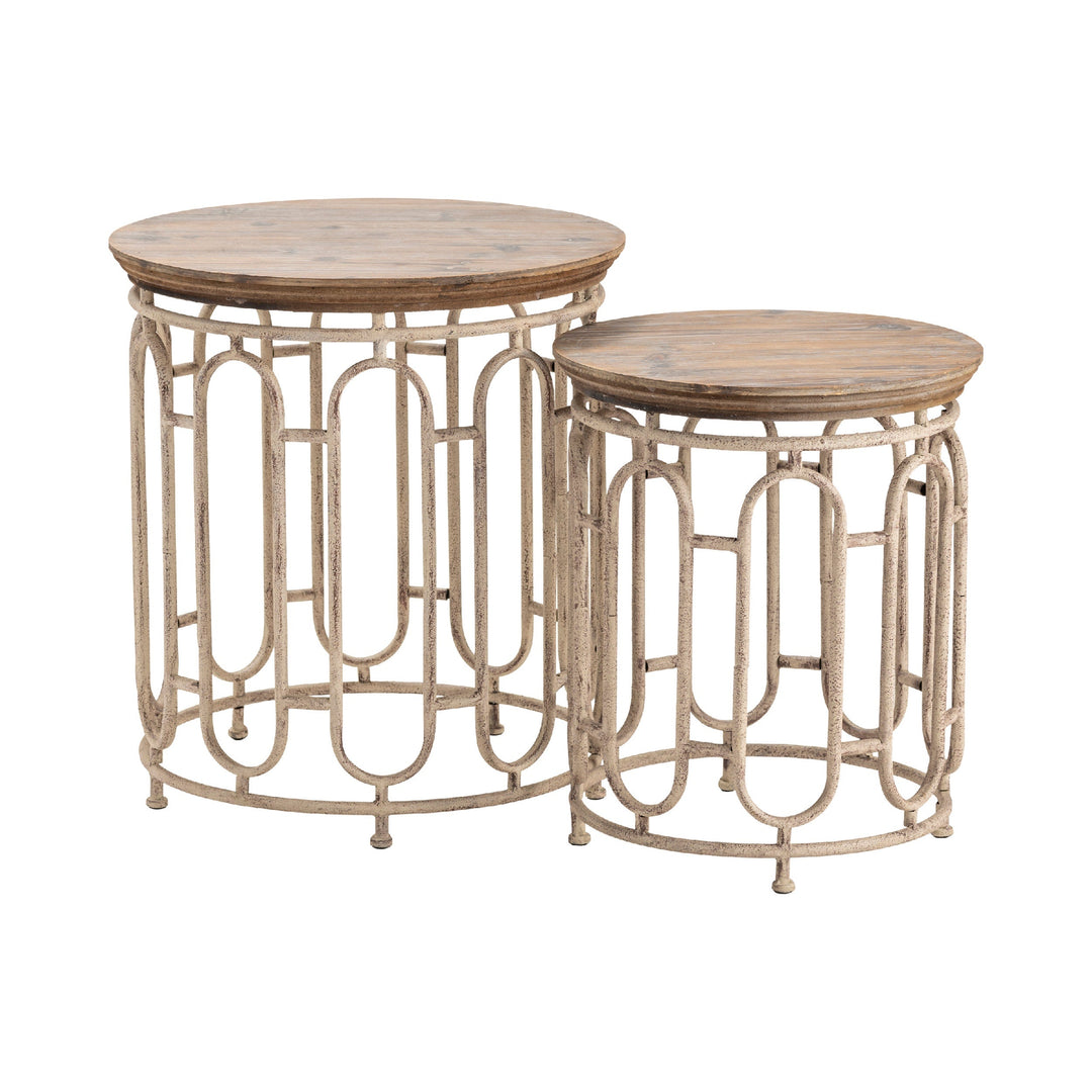 Wood Metal Tables Set of 2