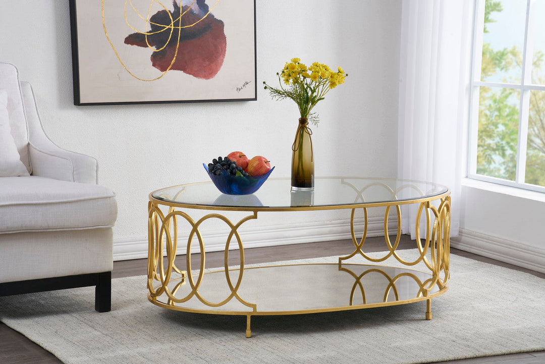 Gold Oval Cocktail Table