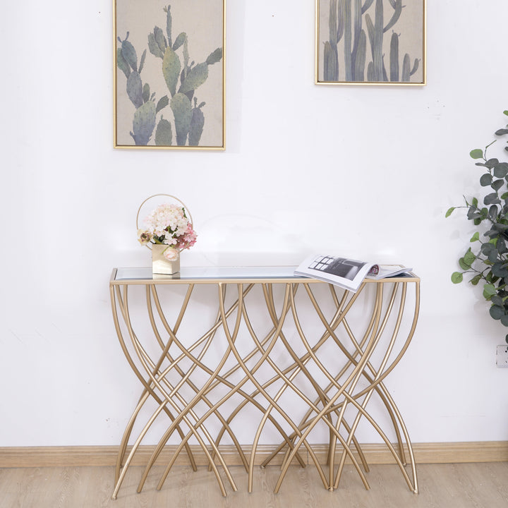 Melrose Gold Mirror Console Table