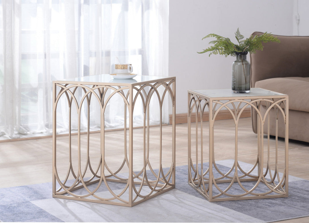 Clean Mirror Top Tables Set of 2