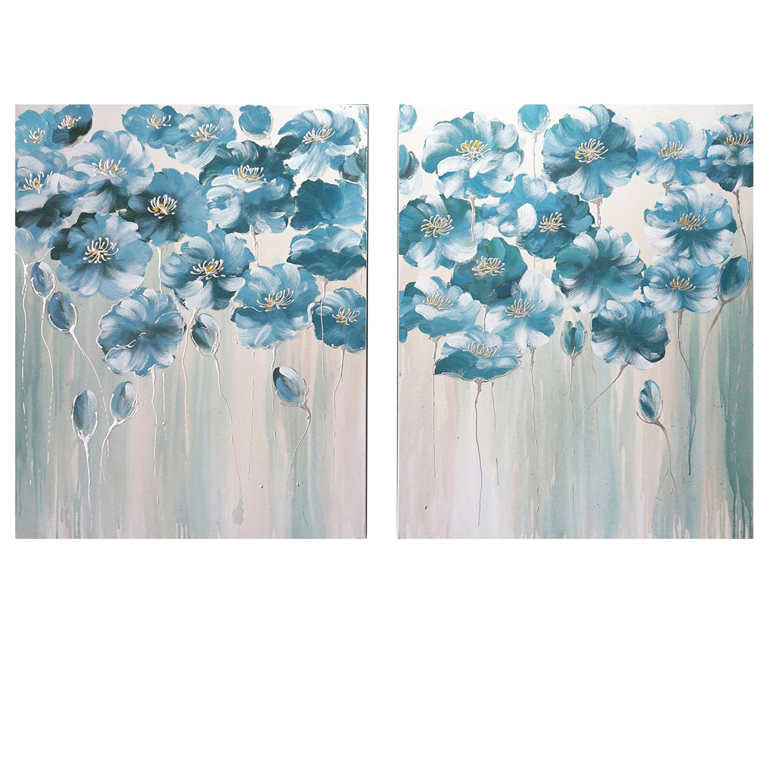 Dual Blue Flower Wall Painting