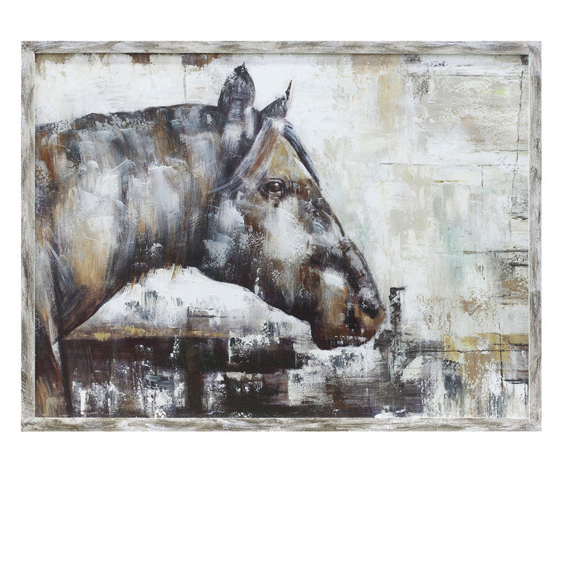 Harbor Gray Horse Wall Painting