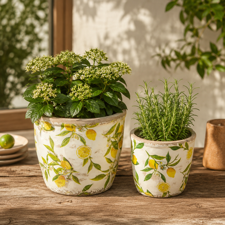 S/2 Lemon Pattern Planters