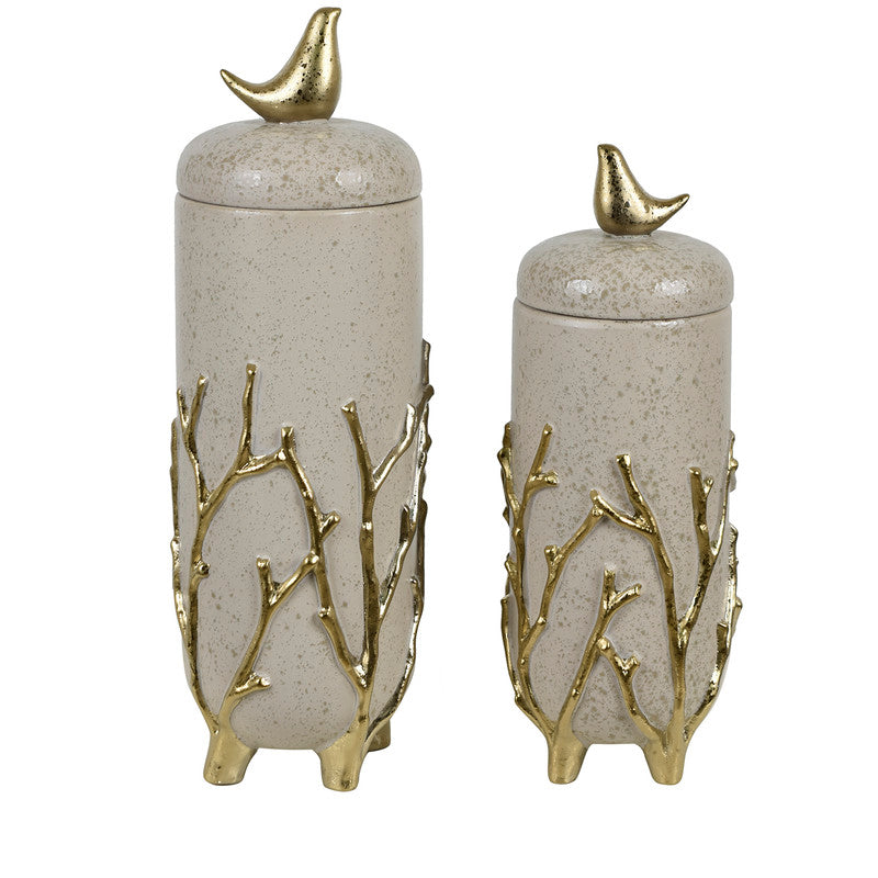 Branches Urn with Lid,Set of 2