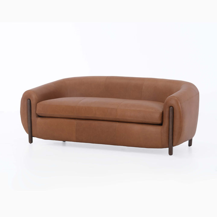 Grace Brown Leather  Loveseat (188Cm)