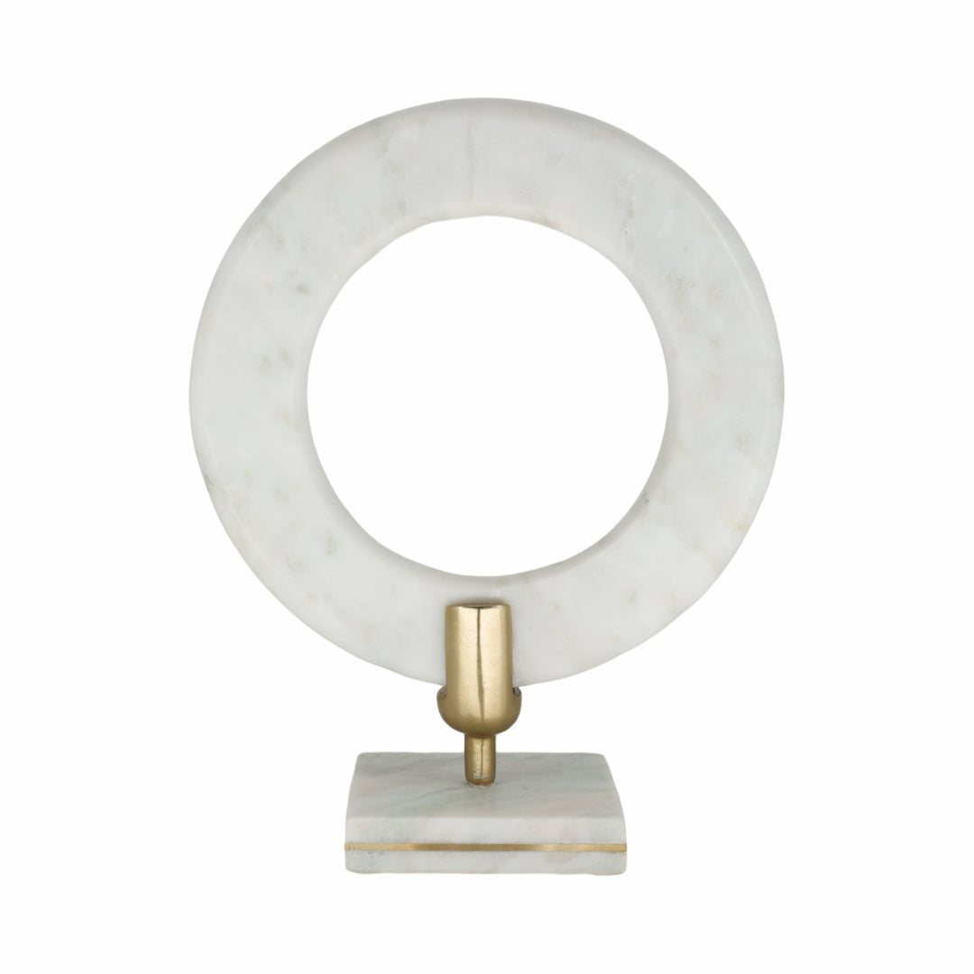 14" SALINA MARBLE RING STATUARY, WHITE