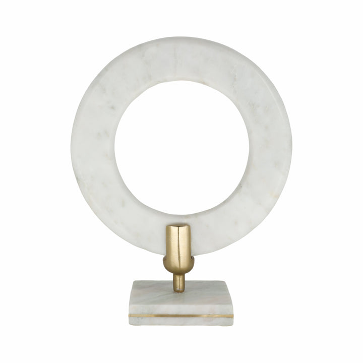 14" SALINA MARBLE RING STATUARY, WHITE