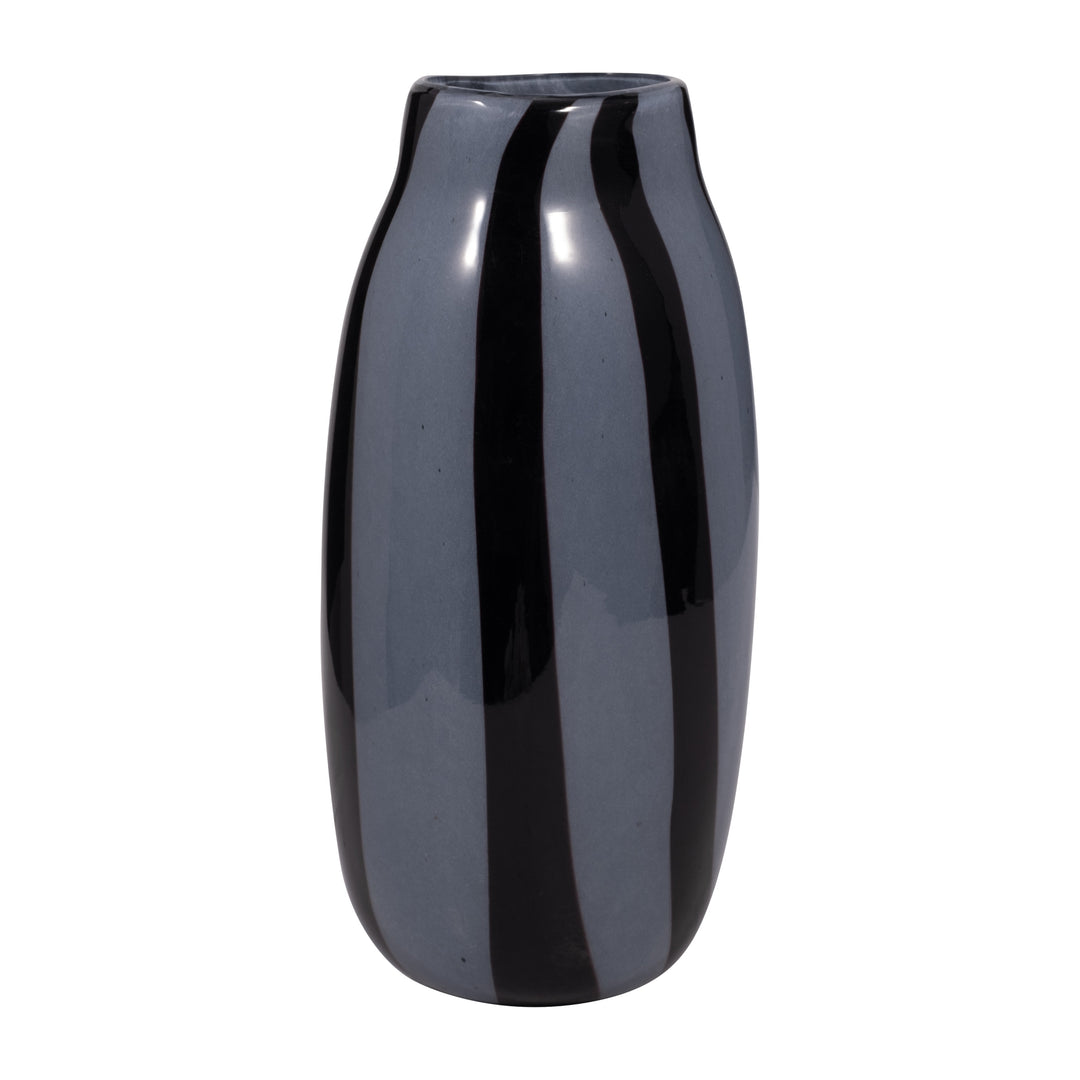 12" CAHAN MEDIUM BLACK STRIPED VASE