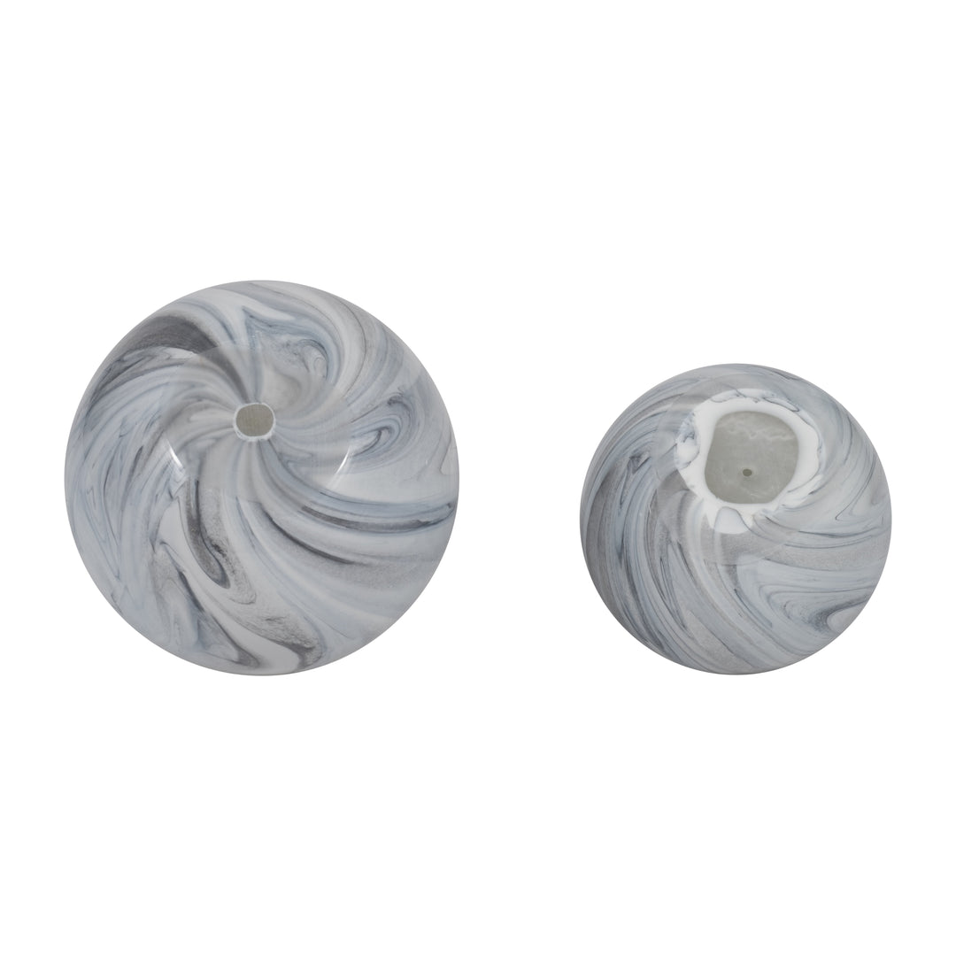 S/2 5/6" SERENITY BLUE SWIRL SPHERES