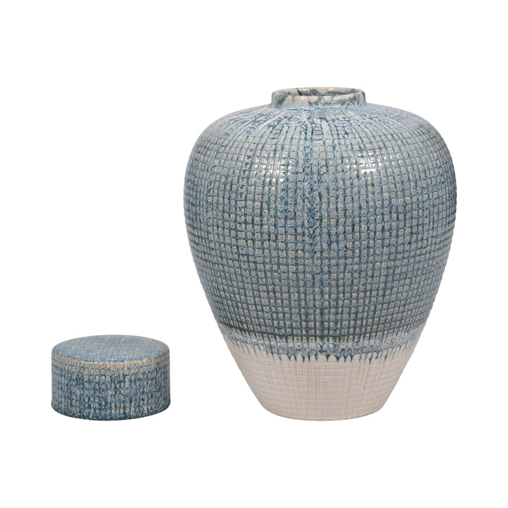 11" KASHION SMALL BLUE LIDDED JAR