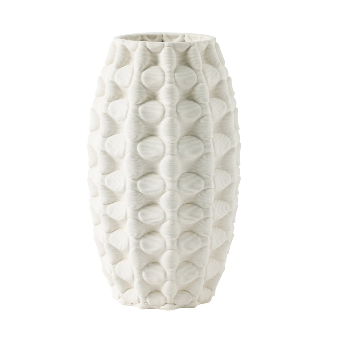 12" ALEXANDER 3D PRINTED VASE, IVORY/BEIGE