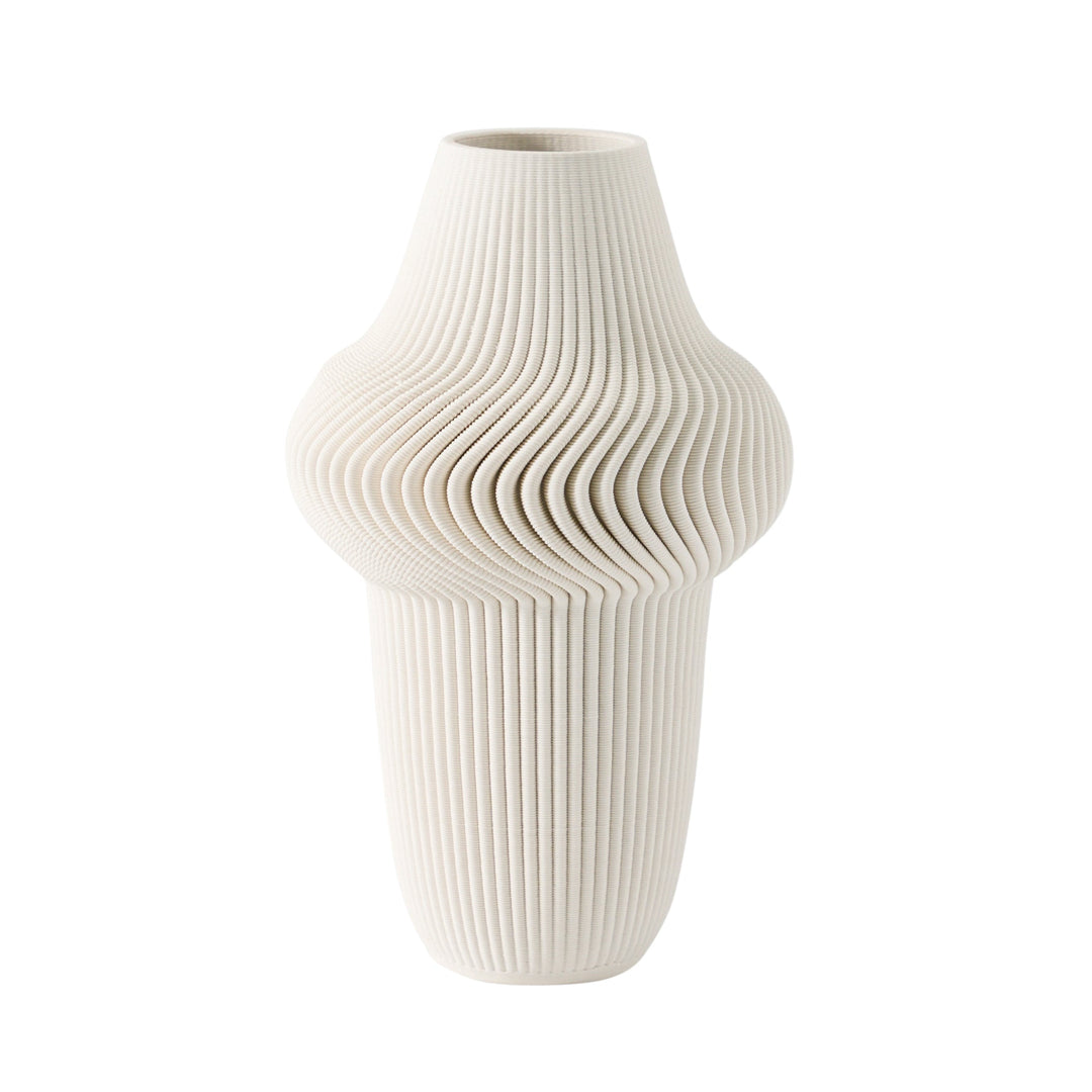 10" ANTILLES 3D PRINTED VASE, IVORY/BEIGE