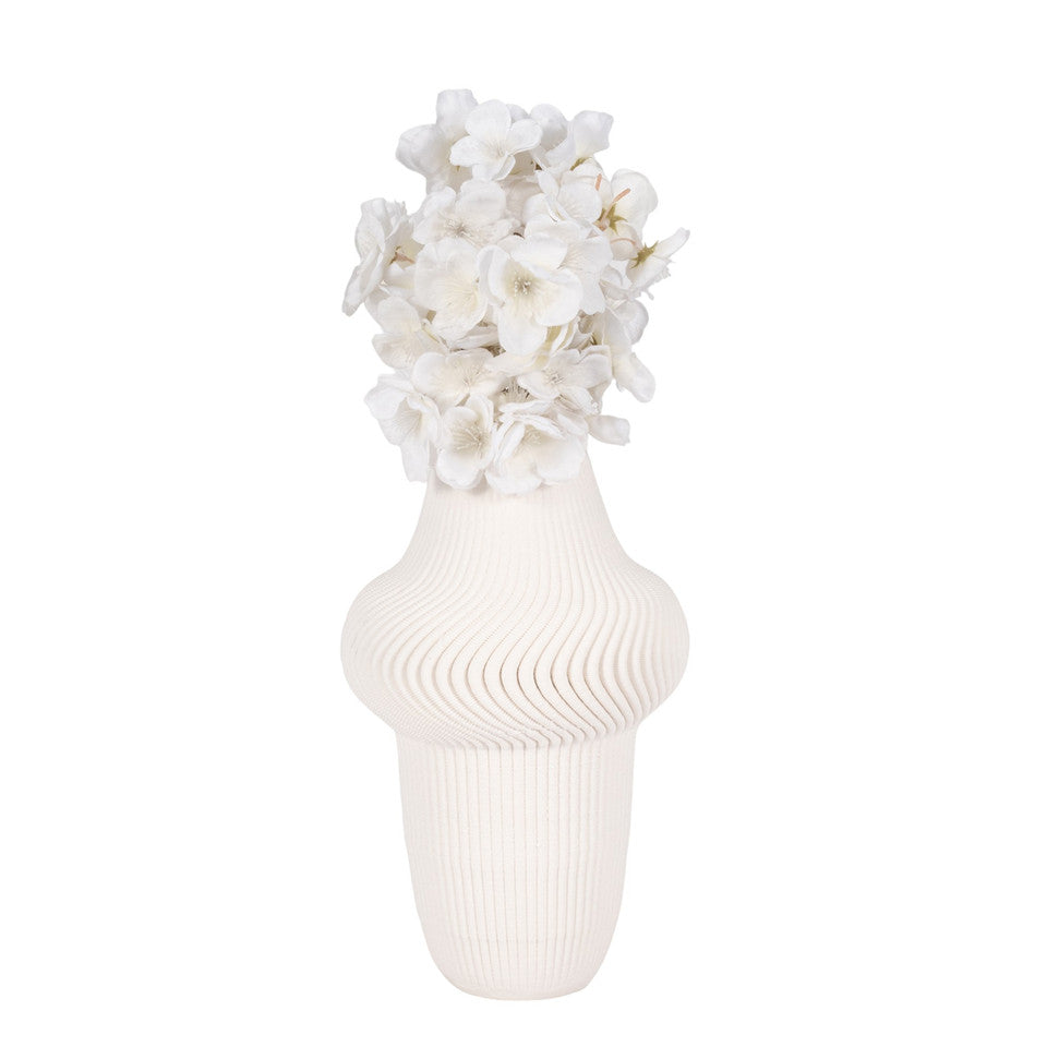 14" ANTILLES 3D PRINTED VASE, IVORY/BEIGE