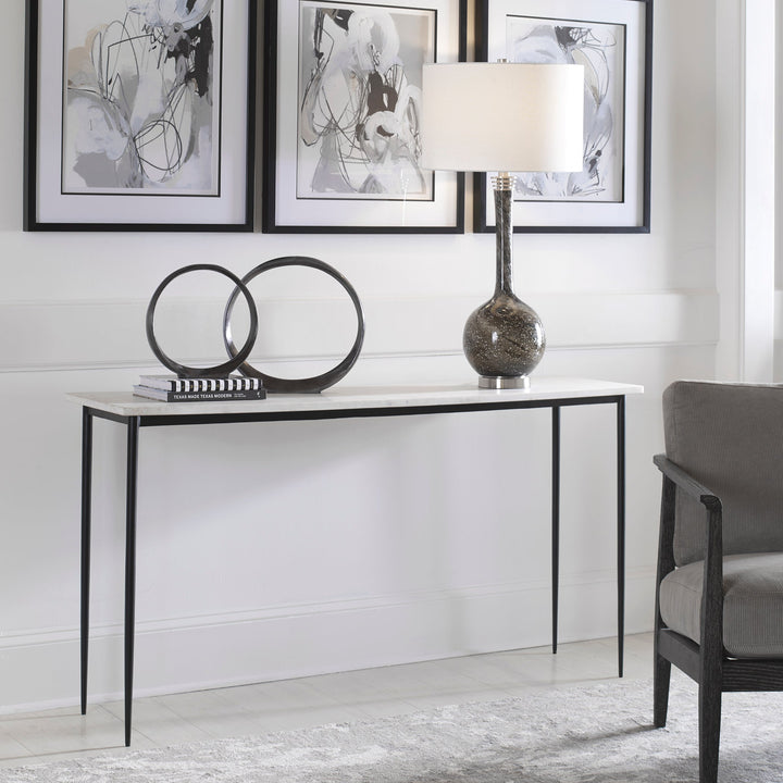 Uttermost Nightfall White Marble Console Table