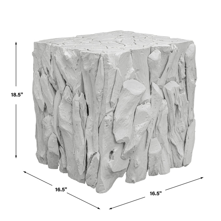 Uttermost Teak Root White Bunching Cube