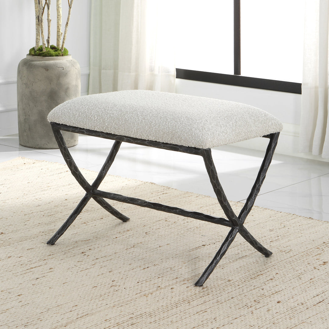 Brisby Gray Fabric Small Bench