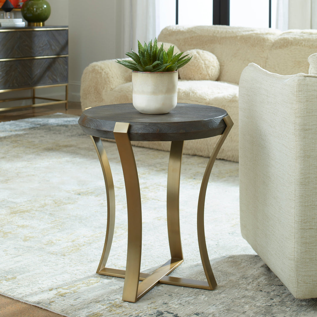 Unite Brass Leg Wood Side Table