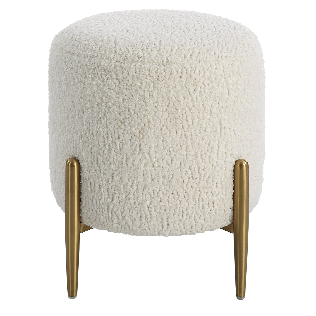 Arles White Shearling Brass Ottoman