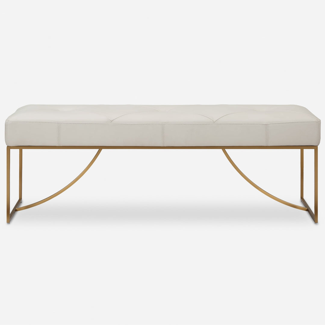 Swale Ivory Leather Bench