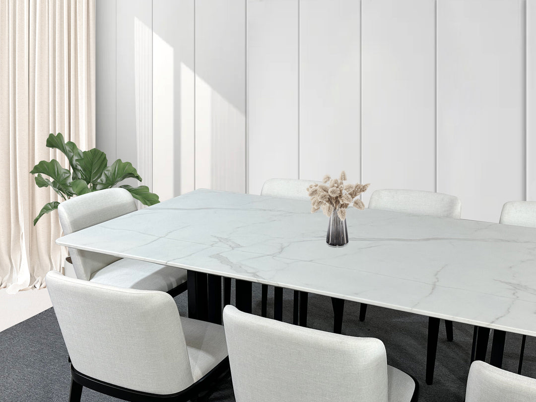 Black Bars Marble Dining Table- 8 Persons