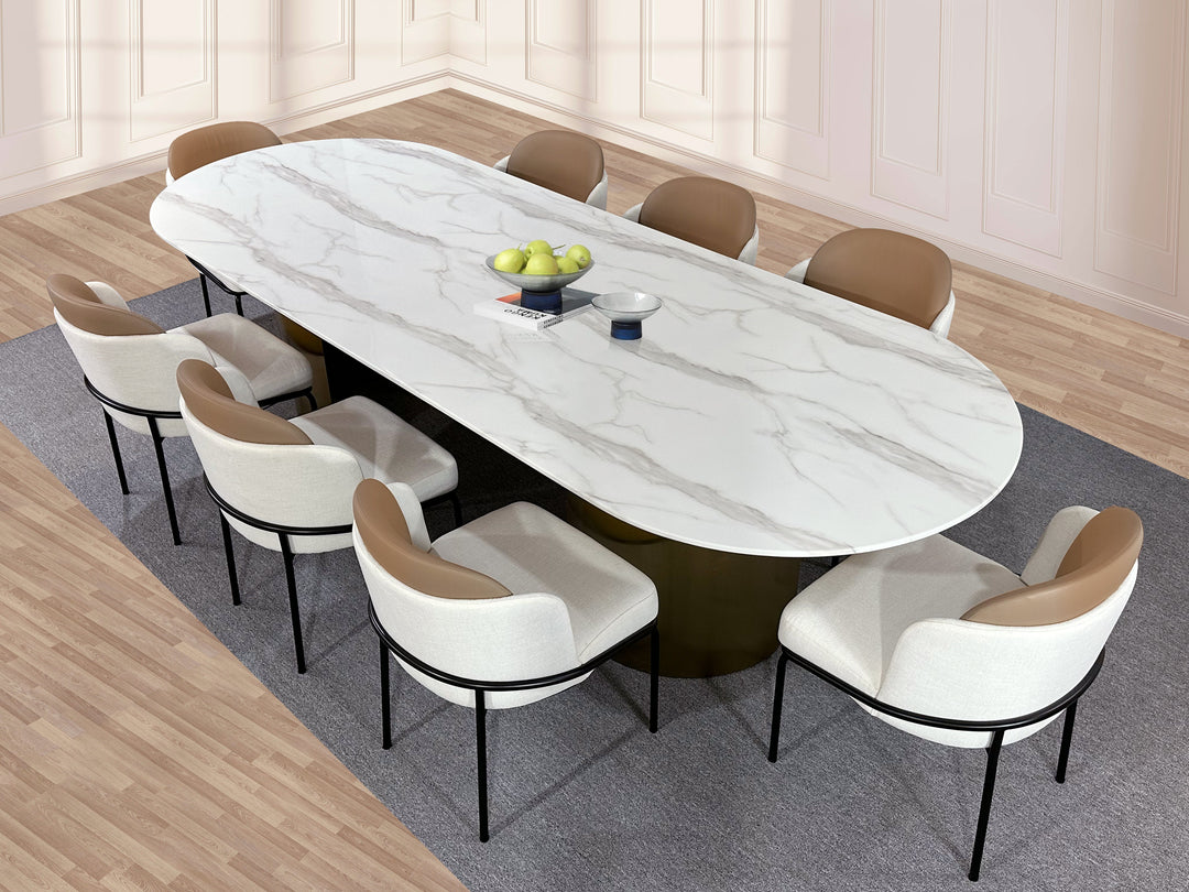 Oval Marble Dining Table -8 Persons