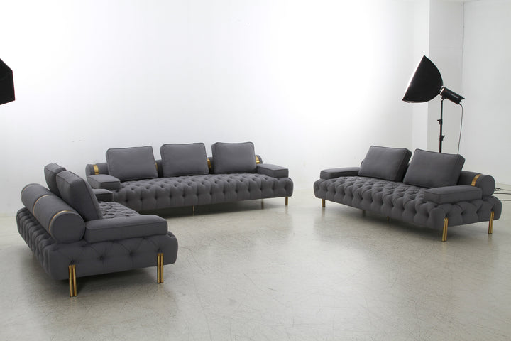 Tufting Dark Grey 3 Seater Sofa (240cm)