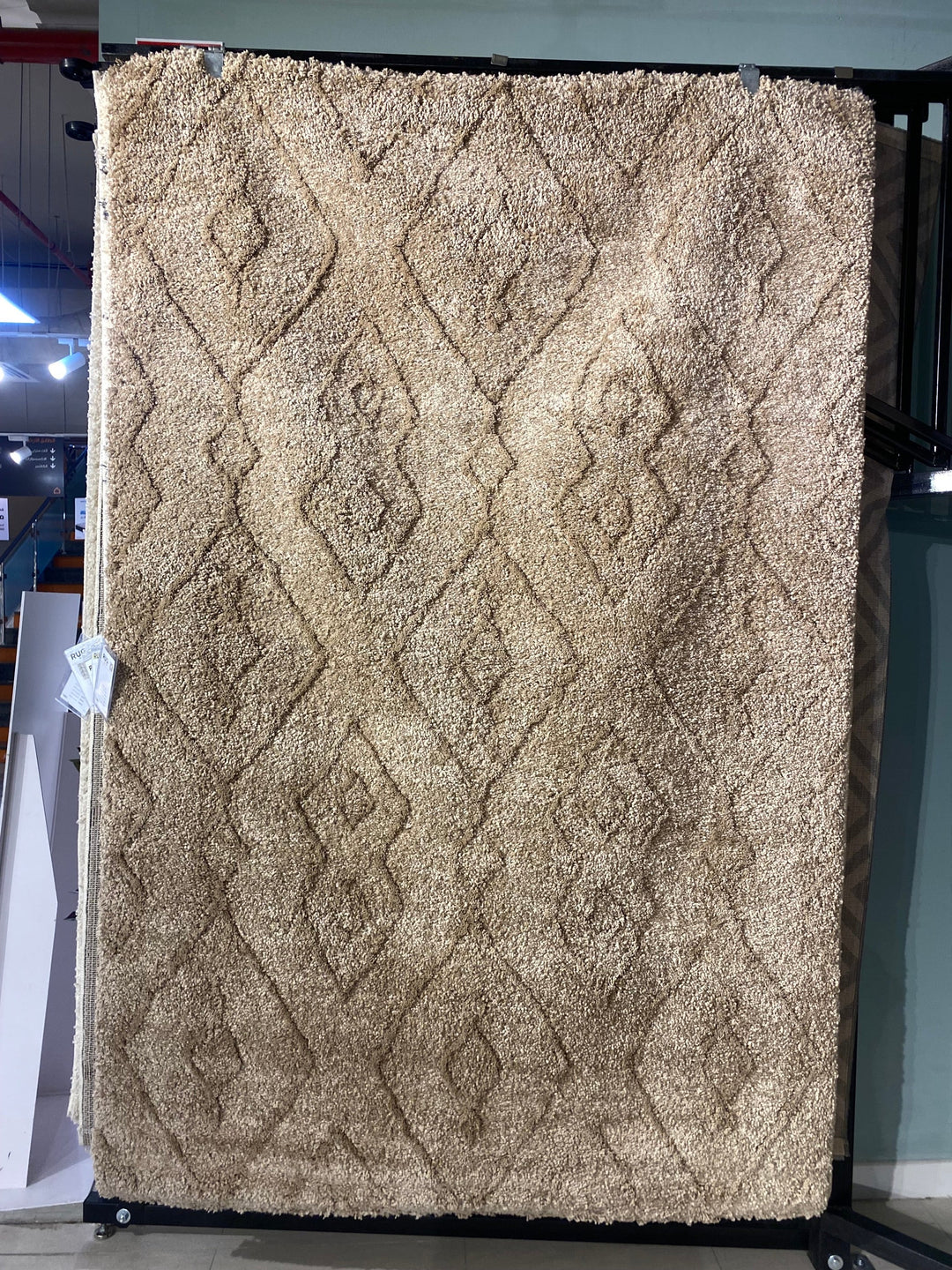 Beige and white geometric rug