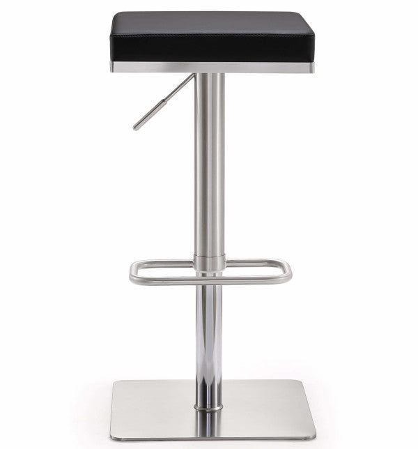 Bari Black Stainless Steel Adjustable Barstool