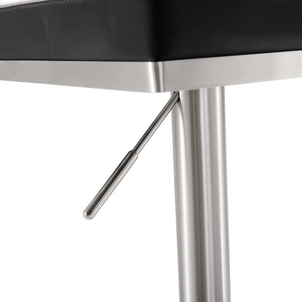 Bari Black Stainless Steel Adjustable Barstool