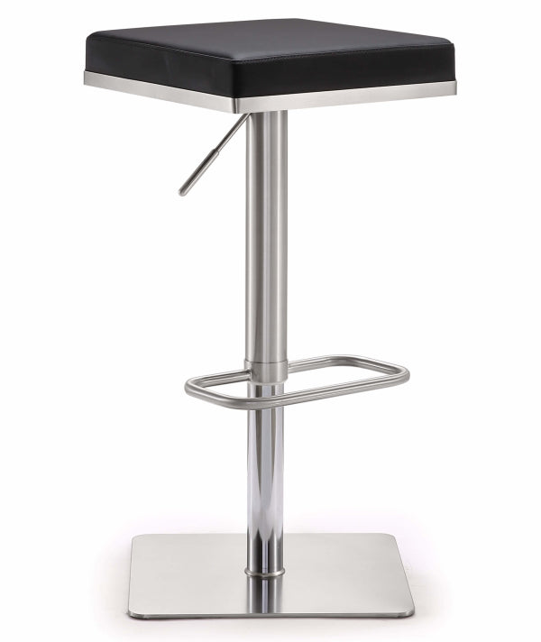 Bari Black Stainless Steel Adjustable Barstool