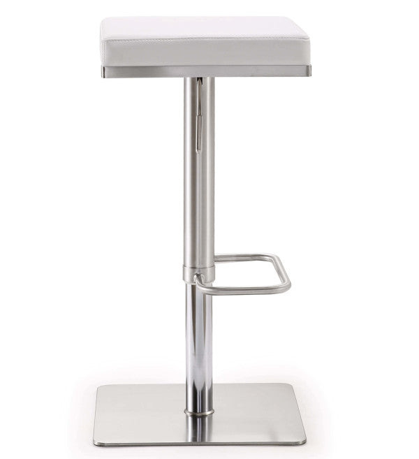 Bari White Stainless Steel Adjustable Barstool